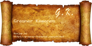 Gresner Kemenes névjegykártya
